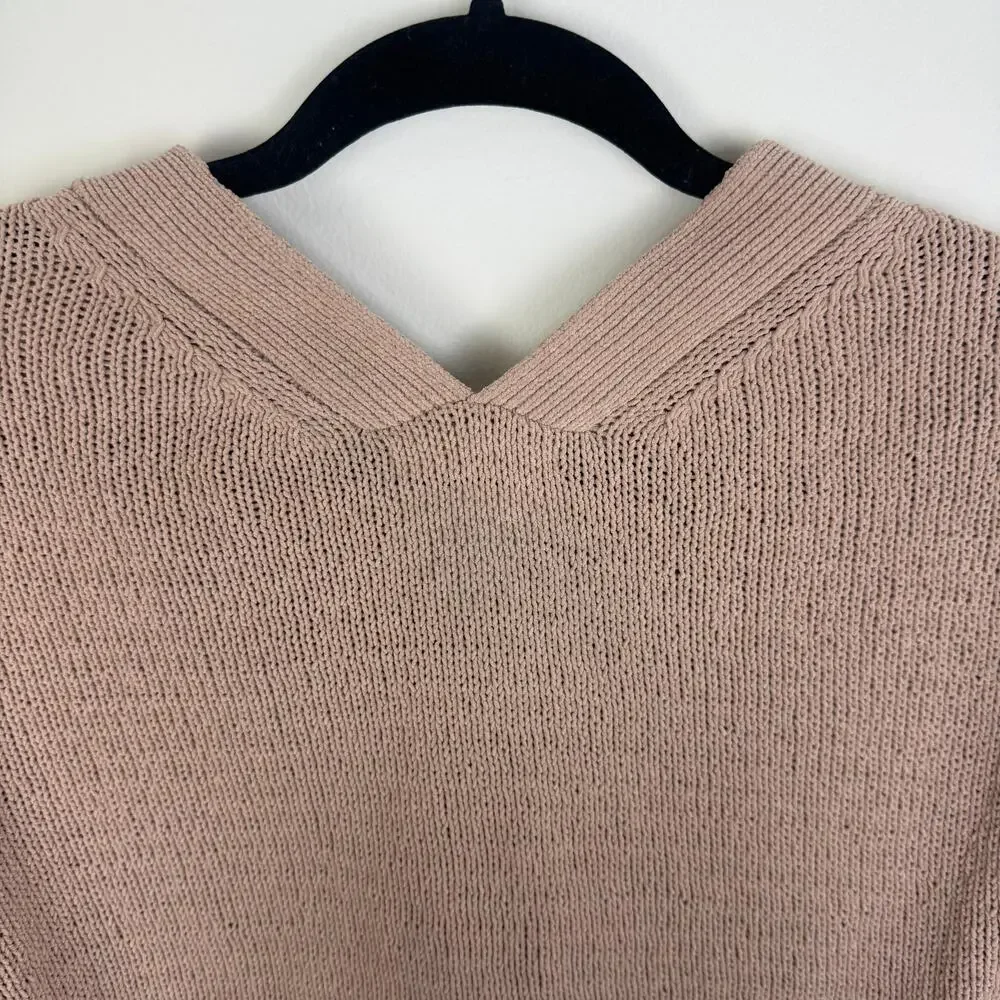 Moon & Madison Womens Long Sleeve Ball Cropped Knit Beige Button-Up Sweater XS